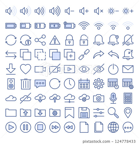 Set of simple system icons vector isolated Set of simple system icons vector isolated 124778433