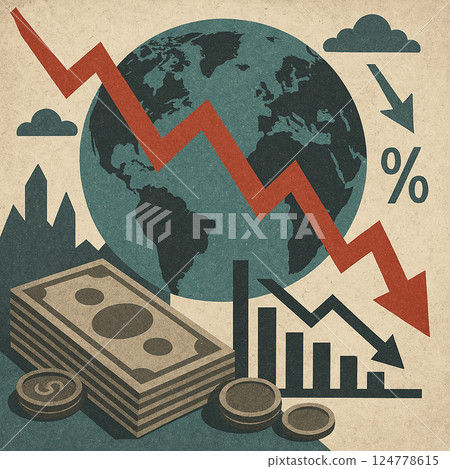 [Illustration] Stock market crash 124778615