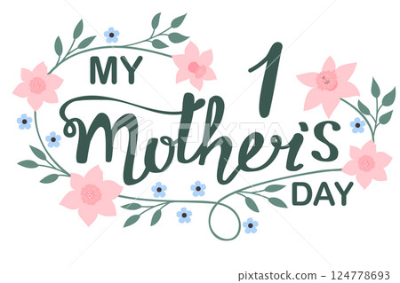 Happy Mothers Day lettering for babies. Happy Mothers Day lettering for babies. 124778693