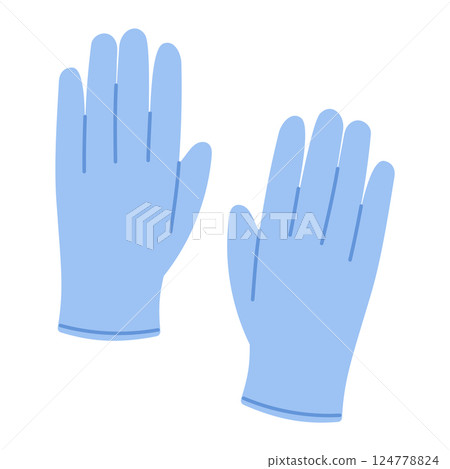 Blue rubber medical gloves. Flat vector isolated illustration 124778824