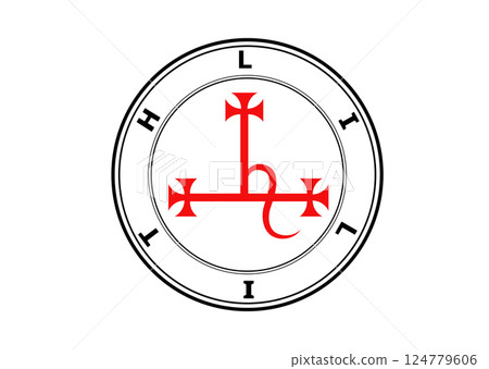 Lilith Sigil Depicted, Female Demon Seal Symbol. First woman of Heaven, vector illustration isolated on white background 124779606