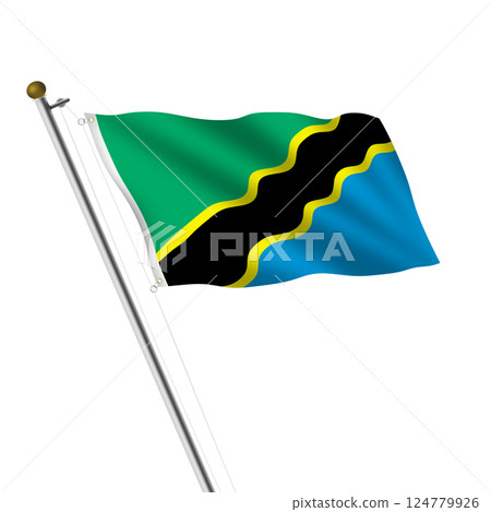 A Tanzania flagpole 3d illustration 124779926