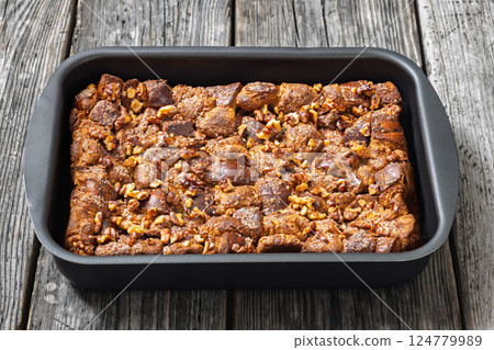 Brioche french toast sweet casserole, top view 124779989