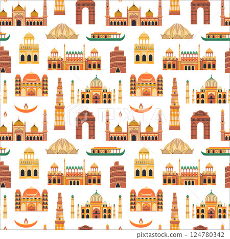 India Travel Pattern with Landmarks and Monuments 124780342