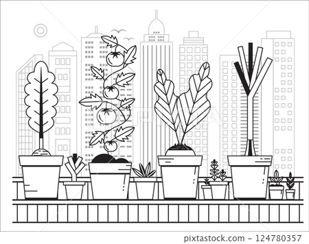 Growing Vegetables on Balcony Urban Garden 124780357