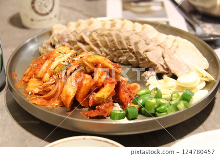steamed pork slice steamed pork slice 124780457