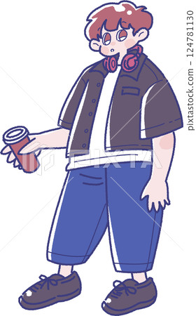 拿著不倒翁的男孩的插圖 124781130