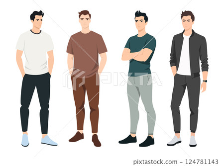 Diverse Men s Clothing Set. A collection of fashionable men in different outfits, ranging from casual summer wear to elegant smart-casual looks. Diverse Men s Clothing Set. A collection of fashionable men in different outfits, ranging from casual summer wear to elegant smart-casual looks. 124781143