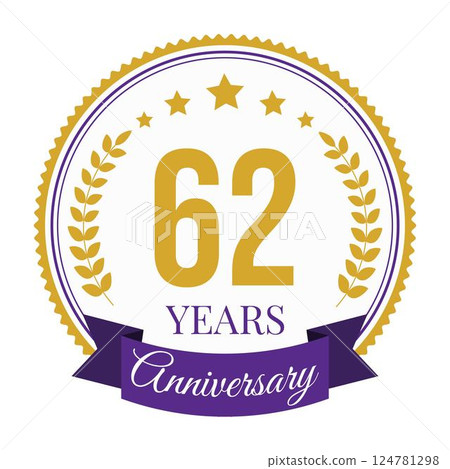 Logo 62 Years Anniversary Celebration Design Template. 124781298