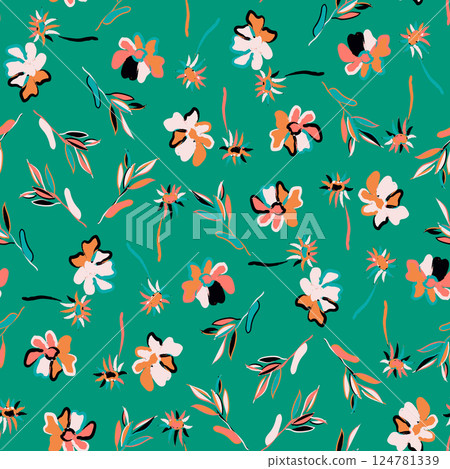 Abstract Brush Strokes Floral Seamless for fashion prints, patterns, backgrounds. Vector illustration Abstract Brush Strokes Floral Seamless for fashion prints, patterns, backgrounds. Vector illustration 124781339