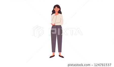 商業姿態（思考的女人） 124781537