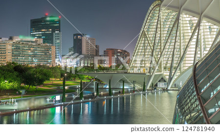Stunning night timelapse of Valencia's City of Arts and Sciences, Spain. Stunning night timelapse of Valencia's City of Arts and Sciences, Spain. 124781940