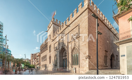 Lonja de la Seda Silk Exchange timelapse hyperlapse in Valencia's Market Square Lonja de la Seda Silk Exchange timelapse hyperlapse in Valencia's Market Square 124781953
