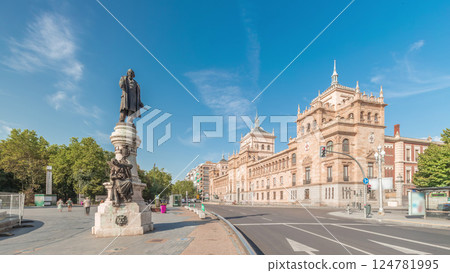 Cavalry Academy timelapse panorama in Plaza de Zorrilla, Valladolid, Spain Cavalry Academy timelapse panorama in Plaza de Zorrilla, Valladolid, Spain 124781995