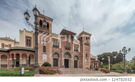 Museum of Arts and Traditions of Seville in Maria Luisa Park timelapse hyperlapse 124782032