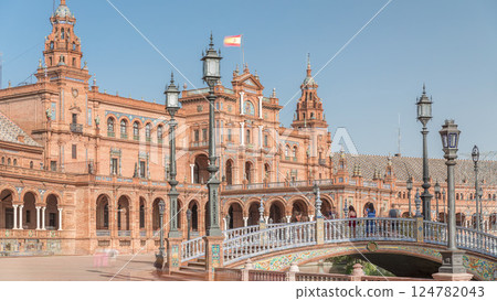 Plaza de Espana timelapse hyperlapse in Seville, Spain 124782043