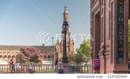 Plaza de Espana timelapse hyperlapse in Seville, Spain 124782044