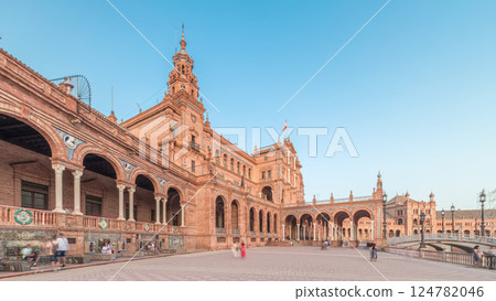 Plaza de Espana timelapse hyperlapse in Seville, Spain 124782046