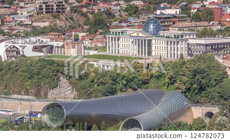 The Ceremonial Palace of Georgia and concert hall aerial timelapse. Tbilisi, Georgia. The Ceremonial Palace of Georgia and concert hall aerial timelapse. Tbilisi, Georgia. 124782073