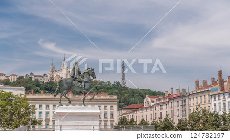 Hyperlapse of Place Bellecour in Lyon, France, the largest pedestrian square in Europe. Hyperlapse of Place Bellecour in Lyon, France, the largest pedestrian square in Europe. 124782197