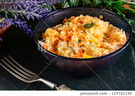 Sauerkraut and carrot salad. 124782198