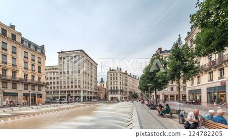 Hyperlapse of Place de la Republique in the historical center of Lyon, France. Hyperlapse of Place de la Republique in the historical center of Lyon, France. 124782205