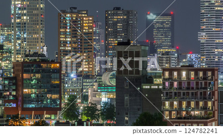 Aerial timelapse of modern buildings in Rotterdam city center, The Netherlands. 124782241