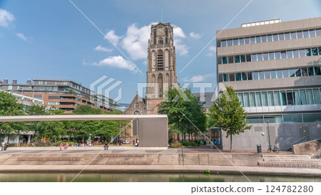Hyperlapse of Laurenskerk on Grotekerkplein, Rotterdam. Netherlands Hyperlapse of Laurenskerk on Grotekerkplein, Rotterdam. Netherlands 124782280