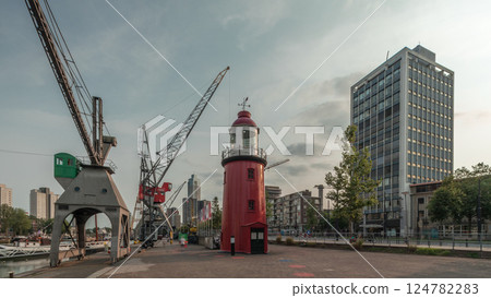 Hyperlapse of The Low Light of Hook of Holland in Rotterdam, Netherlands. 124782283