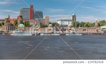 Skyline timelapse of St. Pauli Piers in Hamburg, Germany Skyline timelapse of St. Pauli Piers in Hamburg, Germany 124782428
