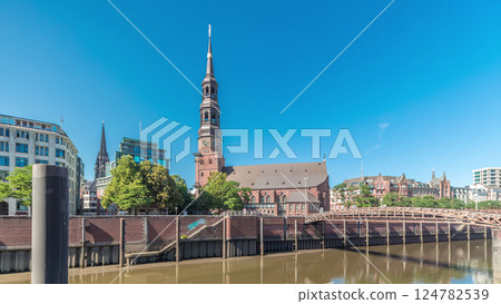 Hyperlapse of Hauptkirche St. Katharinen or St. Catherine's Church in Hamburg, Germany. Hyperlapse of Hauptkirche St. Katharinen or St. Catherine's Church in Hamburg, Germany. 124782539