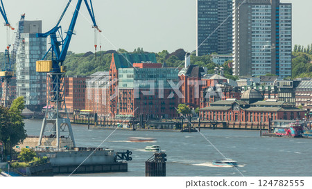 Aerial timelapse of Altona Fish Market in Hamburg. Germany 124782555