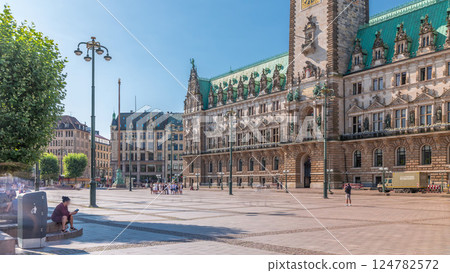 Building of the Hamburg City Hall timelapse, the seat of the government of Hamburg, Germany Building of the Hamburg City Hall timelapse, the seat of the government of Hamburg, Germany 124782572