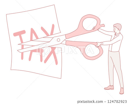 This illustration uses scissors to symbolize tax reduction and financial awareness This illustration uses scissors to symbolize tax reduction and financial awareness 124782923