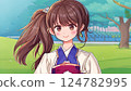 微笑著綁著頭髮的女人 124782995