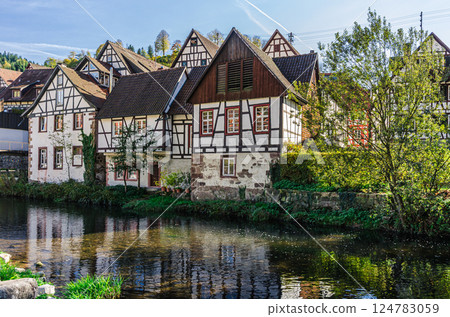 Half-timbered houses in Schiltach, Baden-Wuerttemberg, Germany Half-timbered houses in Schiltach, Baden-Wuerttemberg, Germany 124783059