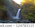 Akiu Falls during autumn foliage 124783115