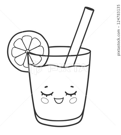 Cute lemonade glass with smile 124783135