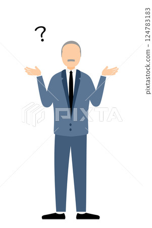 一位身著西裝的商人提出問題的簡單例子 124783183