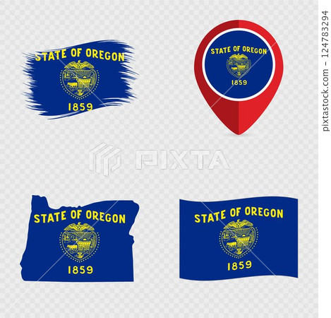 Oregon State Flag Icon Set. 124783294
