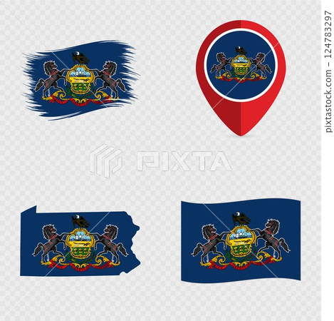 Pennsylvania State Flag Icon Set. Pennsylvania State Flag Icon Set. 124783297