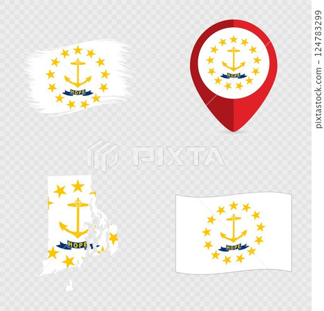 Rhode Island State Flag Icon Set. 124783299