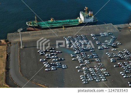 從上方看到的船舶和停車場 從上方看到的船舶和停車場 124783543