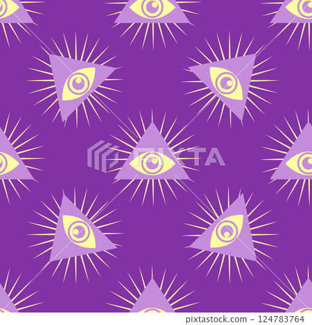 Silhouettes Magic symbols seamless pattern, with magical elements such as snake, eye, tarot cards, hand, skull. Witchcraft theme symbols and elements 124783764