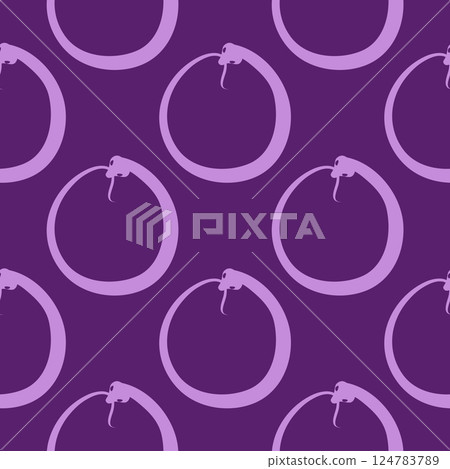 Silhouettes Magic symbols seamless pattern, with magical elements such as snake, eye, tarot cards, hand, skull. Witchcraft theme symbols and elements 124783789