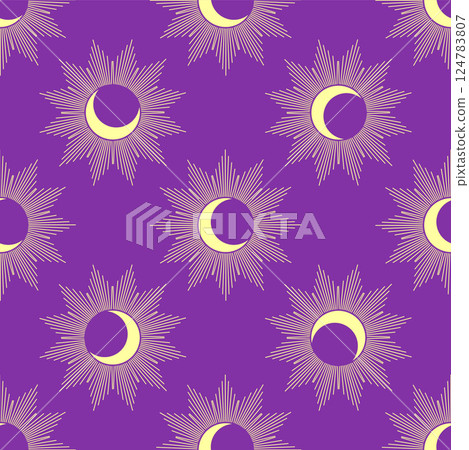 Silhouettes Magic symbols seamless pattern, with magical elements such as snake, eye, tarot cards, hand, skull. Witchcraft theme symbols and elements Silhouettes Magic symbols seamless pattern, with magical elements such as snake, eye, tarot cards, hand, skull. Witchcraft theme symbols and elements 124783807