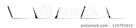 Cartoon paintbrush with brush stroke. Black paint brush logo. Vector 124783832