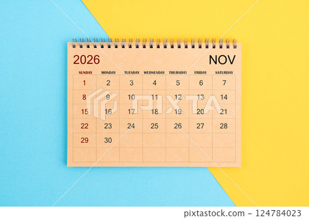 November 2026 brown calendar for 2026 year. 124784023