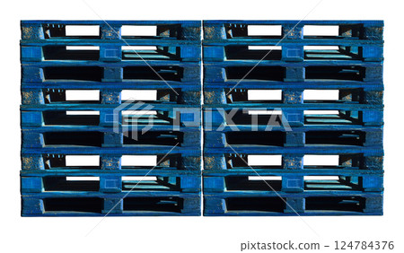 Sturdy wooden pine blue pallet used in transportation and storage, euro pallet, epal pallet Sturdy wooden pine blue pallet used in transportation and storage, euro pallet, epal pallet 124784376