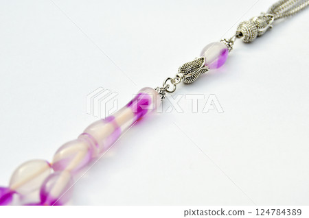 Purple and silver beads sequenced, short rosary, tespih tesbih 124784389